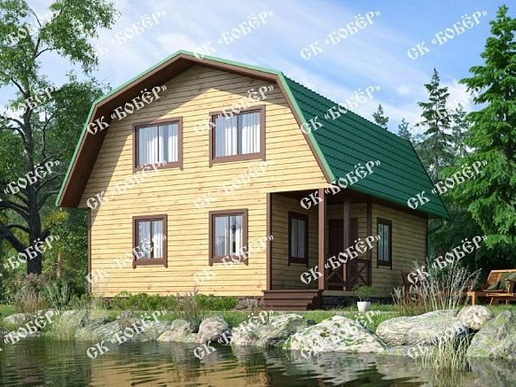 Дом с ломаной крышей из бруса 7.5х8