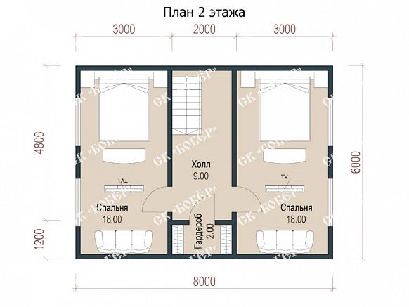 Дом с ломаной крышей из бруса 7.5х8. фото